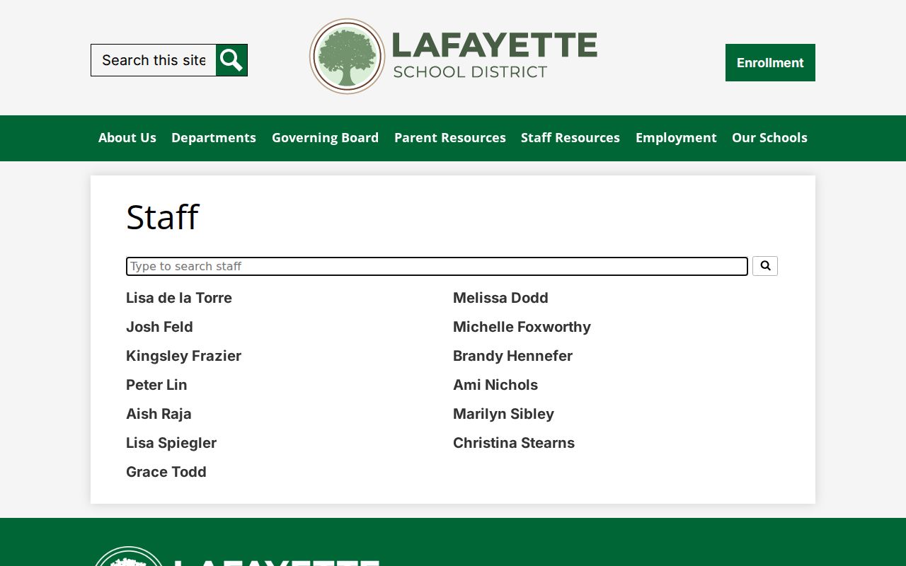 Lafayette people directories school district staff search