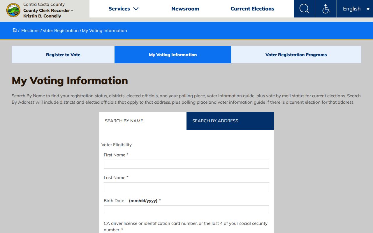 Lafayette voter registration records Contra Costa lookup