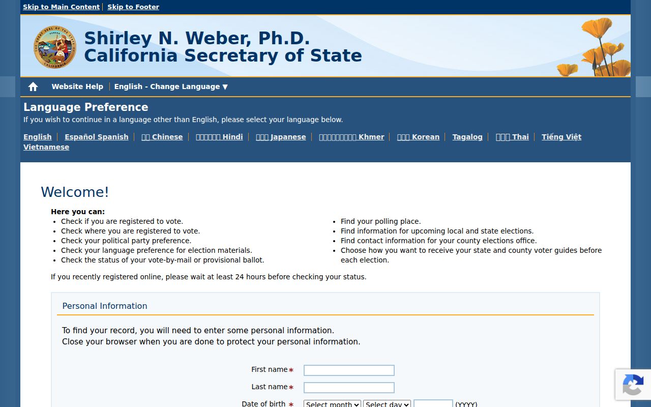 Lafayette voter registration records My Voter Status form